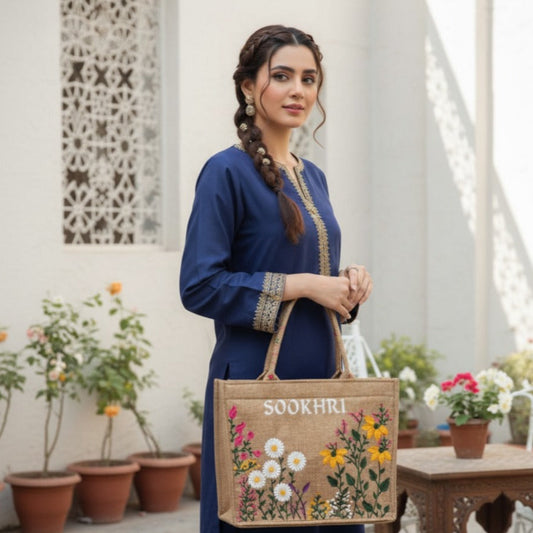 SOOKHRI Embroidered Floral Handbag | Yellow